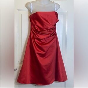 Alfred Angelo Satin Strapless Red Evening Dress Size 8